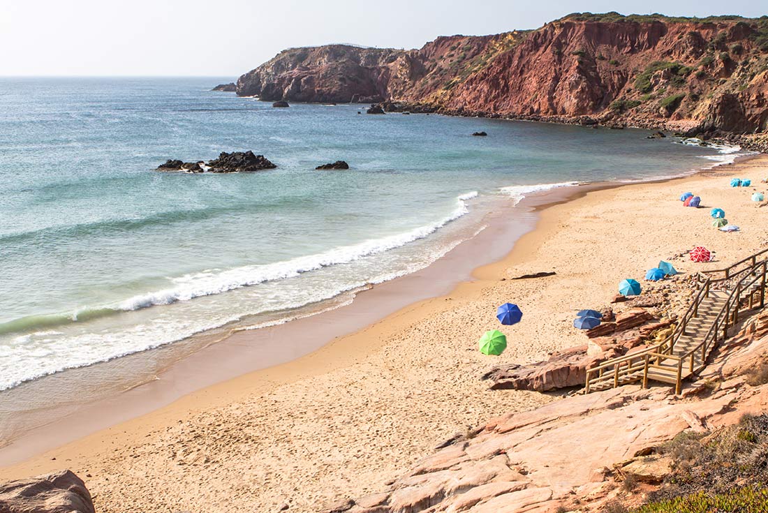 Drone shot of Praia do Amado, also known as Surfer's Beach