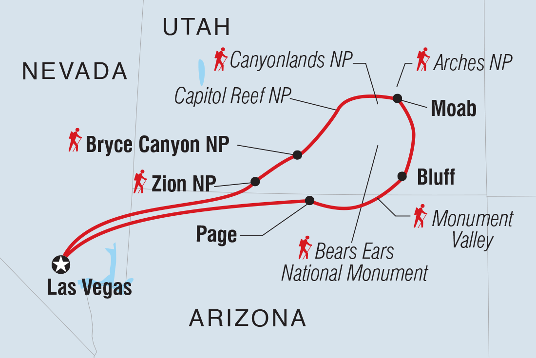 Map of Hiking Utah's National Parks including United States Of America