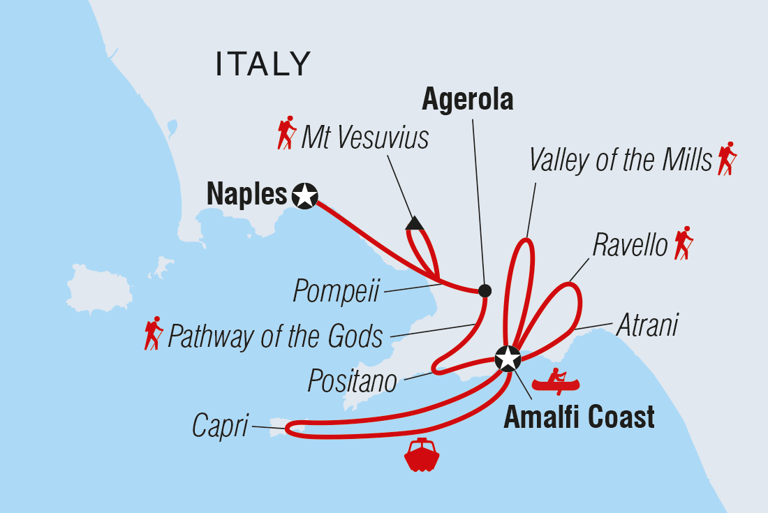Map of Hike & Kayak On Italy's Amalfi Coast including Italy
