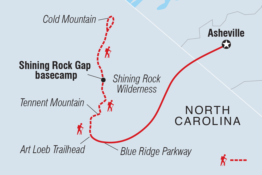 Map of Blue Ridge Mountains Backpacking including United States Of America