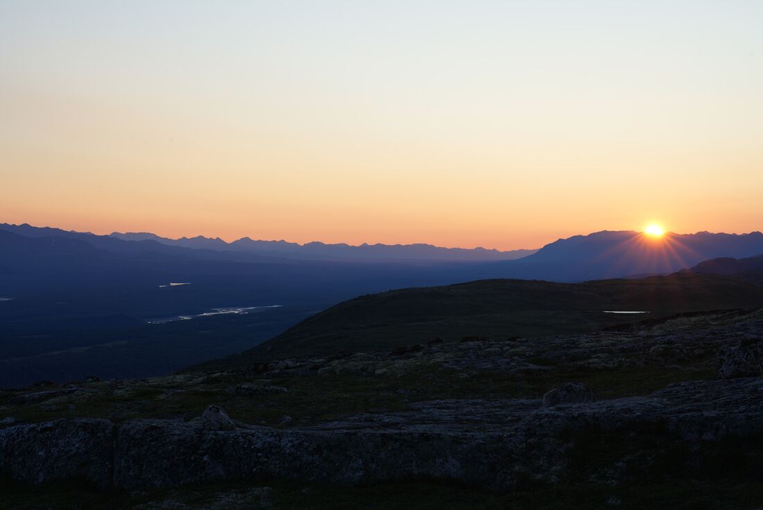 Sunset over the mountains in Denali