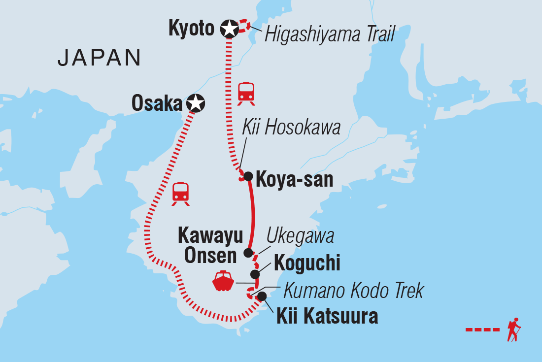 Map of Hiking In Japan: Koya-San & Kumano Kodo including Japan