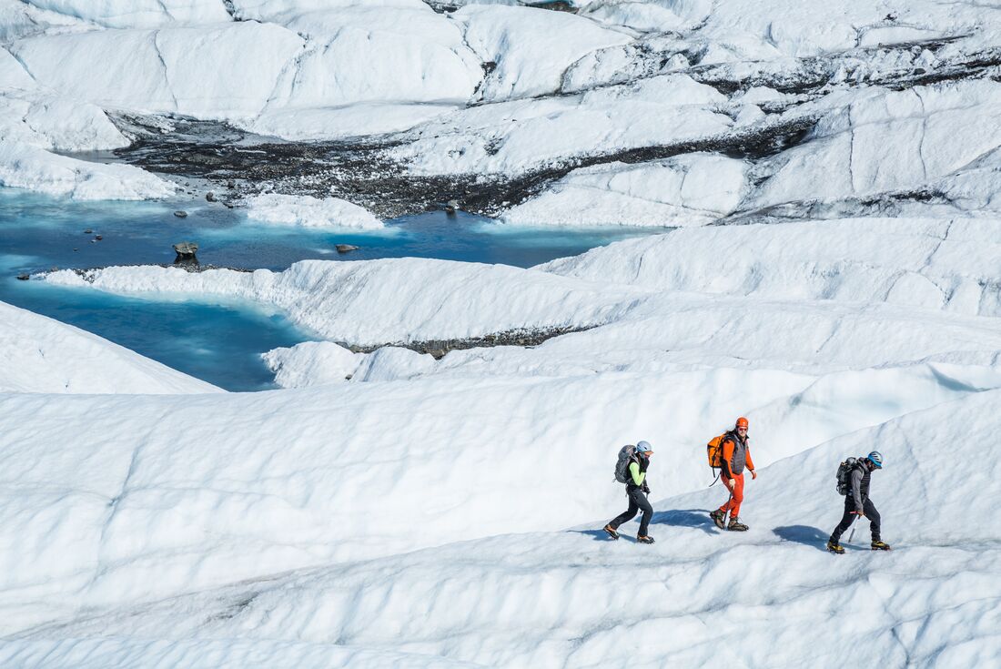 Traversing the Matanuska Glacier on an autumn day