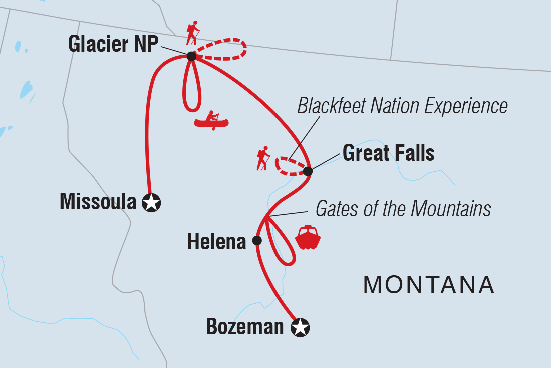 Map of Explore Montana With Glacier National Park including United States Of America