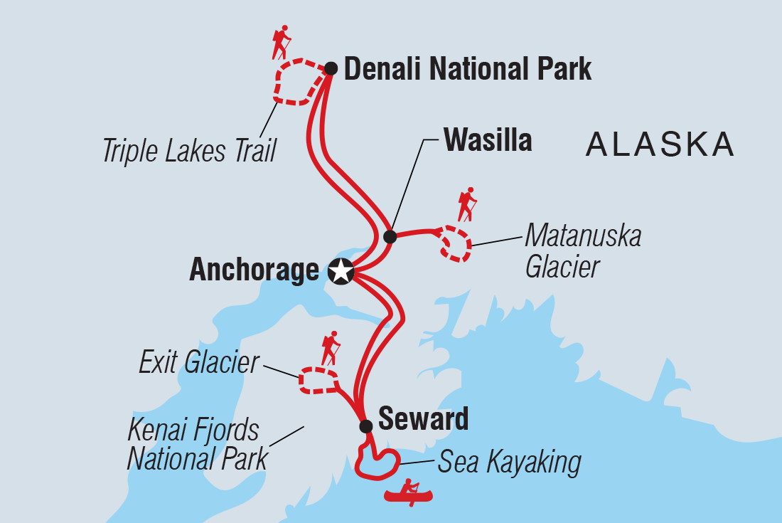 Map of Alaska Hike And Kayak including United States Of America