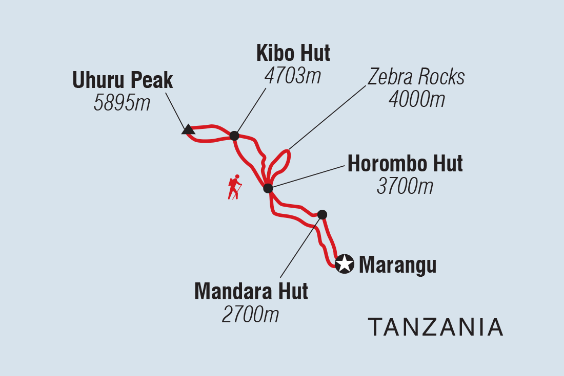 Map of Roof Of Africa Trek (Kilimanjaro) including Tanzania, United Republic Of
