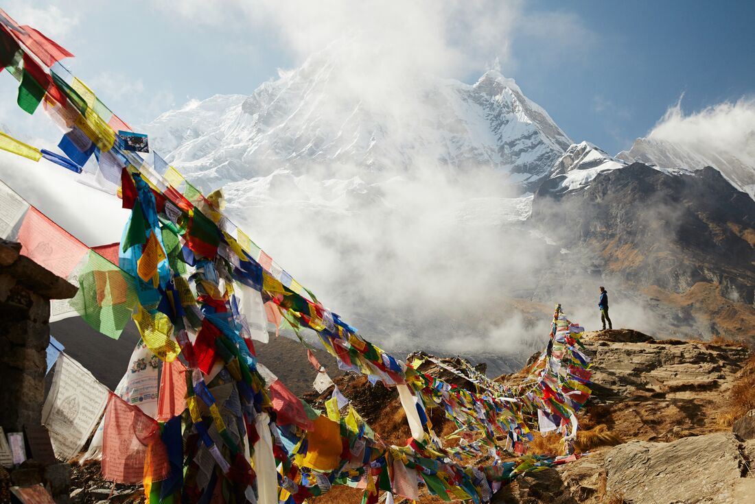 Prayer flags on Annapurna, Nepal