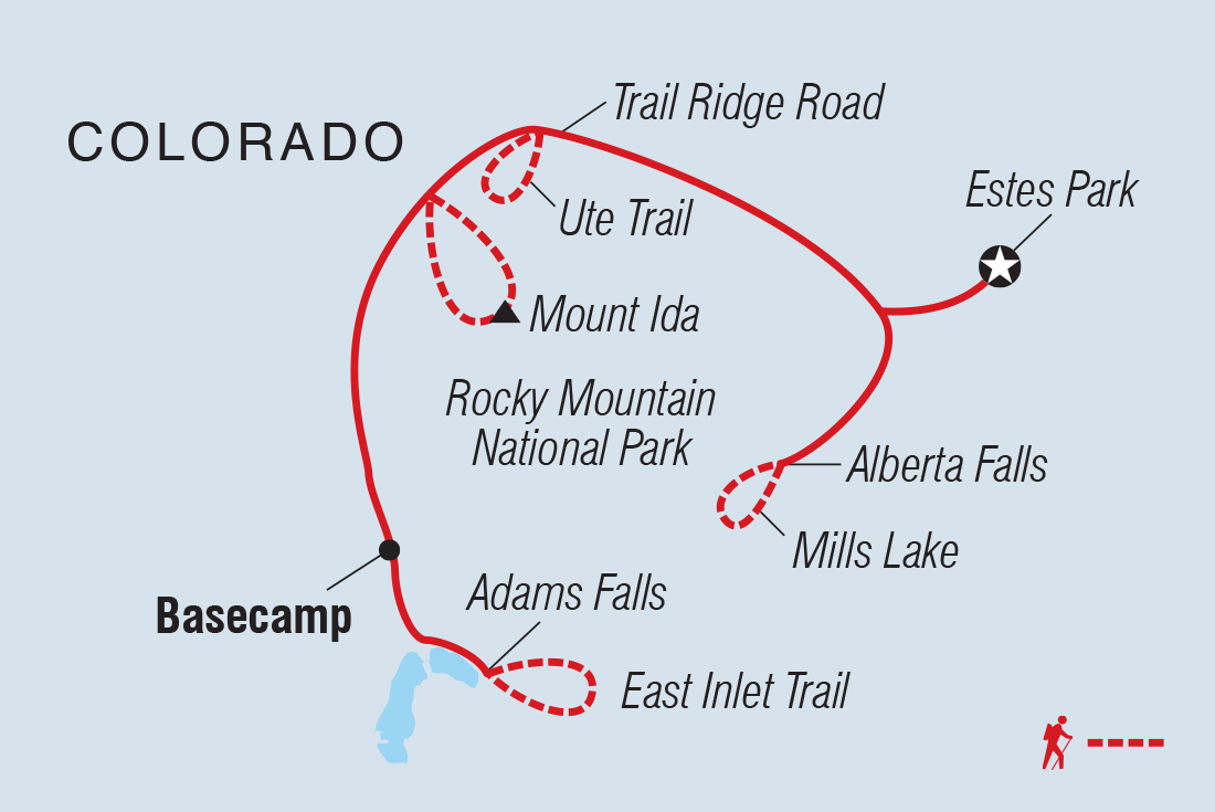 Map of Rocky Mountain National Park Hiking including United States Of America
